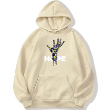 Imagem de Blusa de Frio Moletom Hope Tumblr Unissex Algodão - MAKORI, Off white,