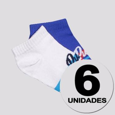 Imagem de Kit Meia Puma Sapatilha 6 Pares Infantil Branca e Azul, 25-28