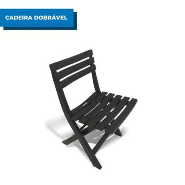 Imagem de Cadeira Dobrável Plástica Preta Resistente Piscina Lazer Bar Arqplast 