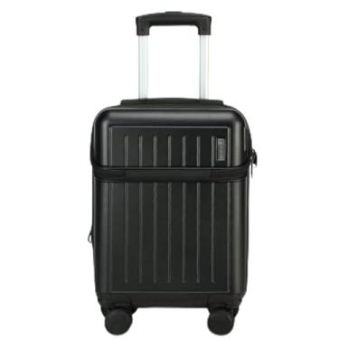 Imagem de Mala de Viagem de Bordo 8Kg Zíper EXPANSÍVEL Padrão ANAC Rígida Rodas duplas 360° Porta Copo Cadeado AntiFurto Resistente Espaçosa Entrada USB (Preto)