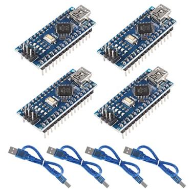 Imagem de DWEII 4PCS for Nano V3.0 ATMEGA328P Module CH340C Chip 5V 16MHz Mini USB Micro-Controller Board with 4PCS Mini USB Cable Compatible with Arduino
