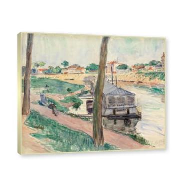 Imagem de Moldura de champanhe. Impressões Raoul Dufy, (The Houseboat), pôster de viagem vintage, arte impressionista, imagem de arte de parede em tela para decoração de casa. 40 x 48 cm - 15,7 x 18,9 pol