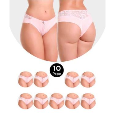 Imagem de Kit 10 Calcinha IMI Lingerie Fio Duplo Em Microfibra E Renda Selma Ros