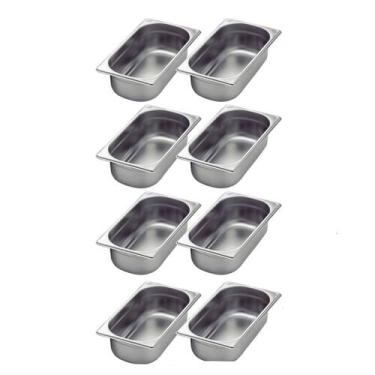 Imagem de Kit de 8 Cubas Gastronômicas Sem Tampa Inox 1/3 100mm - Zepper