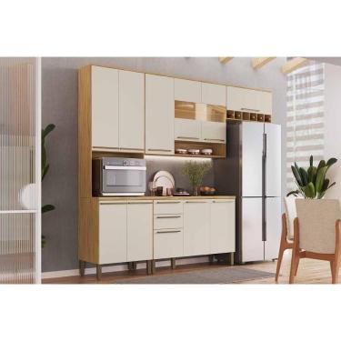 Imagem de Cozinha Completa Nápoli Prime 4 Peças (2aéreos+1balcão+1paneleiro) C4p237 Amendoa-off White - Ronipa
