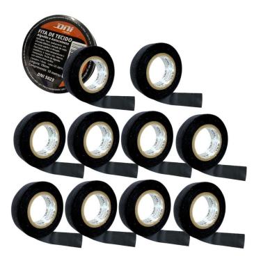 Imagem de Kit 10 Fita Isolante Tecido 10M Chicote Elétrico Autocolante