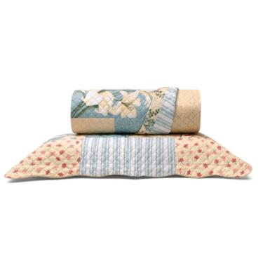 Imagem de Cobre Leito Buettner Solteiro Microfibra Renove Estampado Joana 2 Peças Bege