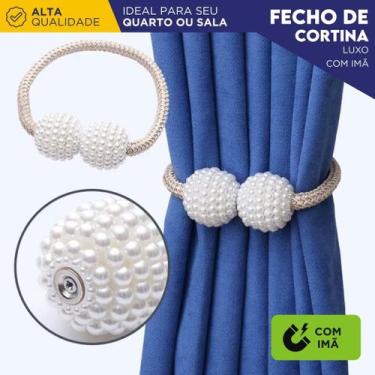 Imagem de Prendedor de Cortina Magnético com Pérolas Luxo Fecho Decorativo com I