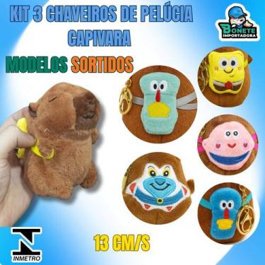 Imagem de Kit 3 Capivarinhas de Pelúcia  Chaveiro Fofo e Macio 13 cm - Toy King