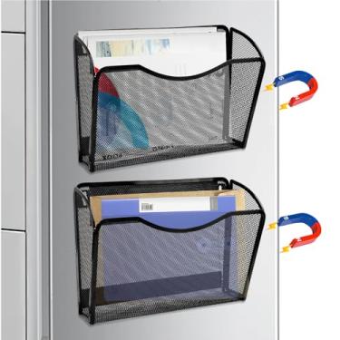 Imagem de Pacote com 2 porta-arquivos magnéticos, organizador de pasta de arquivos, sem papel de perfuração, suporte de revistas de grande capacidade para geladeira, armários de arquivos, quadro branco