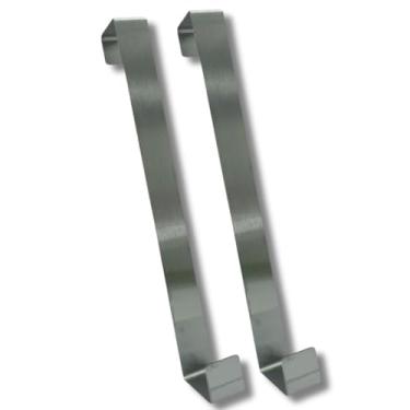 Imagem de Kit com 2 Ganchos Suporte de Porta para Pendurar Guirlanda 30cm | Em Inox Escovado | Encaixa Sem furos uso interno e externo na porta Ideal para Guirlandas pequenas ou médias, Decoração Natalina