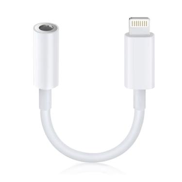 Imagem de Adaptador Lightning para conector de fone de ouvido de 3,5 mm [certificado Apple MFi] Som estéreo Hi-Fi, controle de função completa, compatível com iPhone 14/13/12/11/X/8 e mais – para música