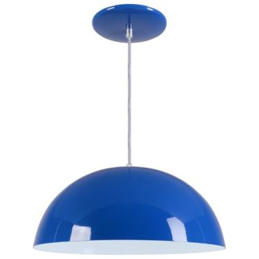 Imagem de Luminária Pendente Meia-Lua em Alumínio 34 cm – Lustre Decorativo Moderno para Sala e Quarto (Azul)