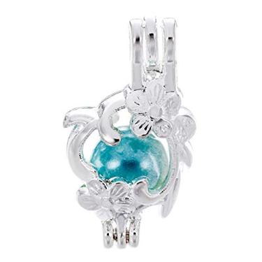 Imagem de 10 peças pingentes de medalhão de gaiola de pérola prata, difusor de óleo essencial faça você mesmo colar pulseira fabricação de joias, miçangas em massa, difusor de aromaterapia berloques, presentes para mulheres e meninas (flor)