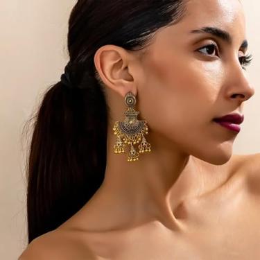 Imagem de Jhumkas Brincos indianos joias brincos de lustre para mulheres acessórios de festa Bollywood para vestidos indianos