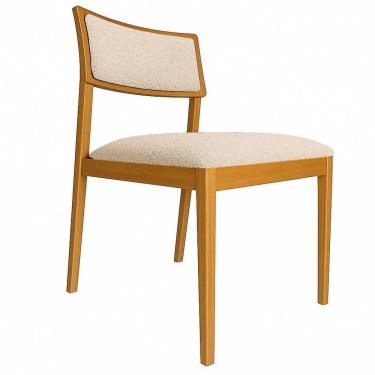 Imagem de Cadeira Siena Madeira Maciça Com Estofado Em Tecido 2 Peças - Élpis Móveis Bouclê Natural Nogueira