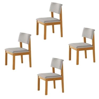 Imagem de Conjunto De 4 Cadeiras De Jantar Jade Com Tecido Linho Cinza Claro/cinamomo