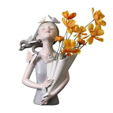 Imagem de Vaso de flores de escultura Butterfly Girl em resina de estilo nórdico