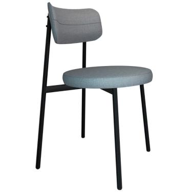 Imagem de Cadeira De Jantar Estofada Fixa Nyka M25 Linho Cinza Cl - Mpozenato