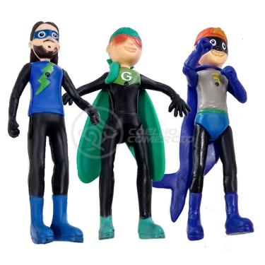 Imagem de Kit 6 Bonecos 13Cm Luccas Neto E Sua Turma Super Boy Com Som