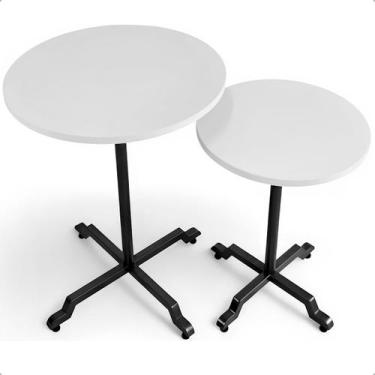 Imagem de Kit Conjunto 2 Mesas De Canto Lateral Alta E Baixa Em Aço Design Moder