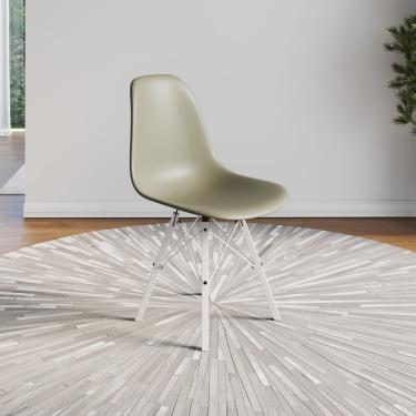 Imagem de Cadeira Eames Estilo Moderno Em Ferro Branco Com Assento Fendi
