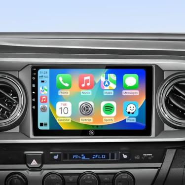 Imagem de Rádio automotivo para Toyota Tacoma estéreo 2016-2020, tela sensível ao toque de 9 polegadas 2 + unidade de cabeça de 64 G CarPlay/Android Auto/Navegação GPS/Bluetooth/FM/câmera de backup HD