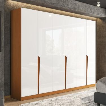 Imagem de Guarda Roupa Roupeiro 6 Portas 4 Gavetas Porto Freijó Branco Politorno Móveis