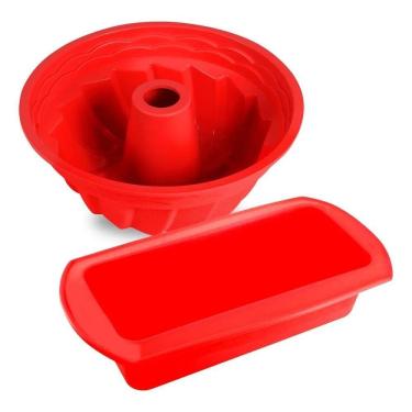 Imagem de 2X Kit 2 Forma De Silicone Retangular Pão Bolo Pudim Air Fry