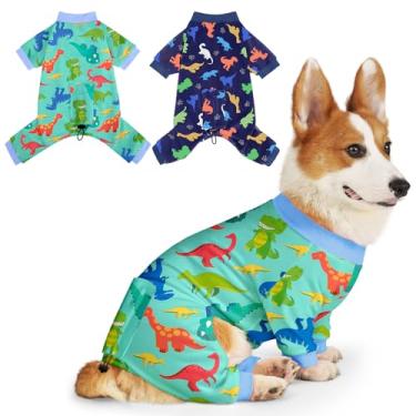 Imagem de Hedgeink Pacote com 2 pijamas para cães pequenos, roupas para cachorros, macacões para filhotes