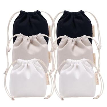 Imagem de Yingkor Pequenos sacos de cordão de lona de algodão, azul verde cinza pastel, lembrancinha de casamento com tema de praia, sacolas de presente, bolsas de tecido de malha, sacos de produtos