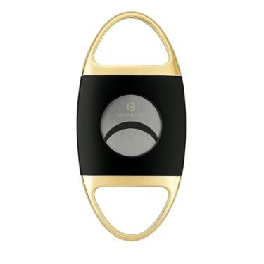 Imagem de Cortador de Charuto Guilhotina Dupla Hannicook em Aço Inox + Liga de Zinco – Corte 24mm | Caixa de Presente Preta