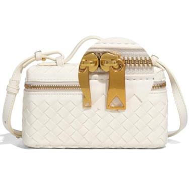 Imagem de Mini bolsa transversal de tecido, bolsa quadrada com alça superior, bolsa de ombro, bolsas fofas da moda, Giz branco