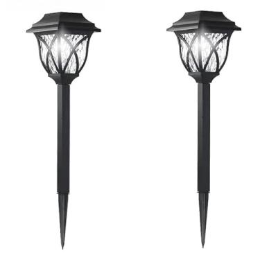 Imagem de Luz Solar para Jardim, Luzes de Natal, Kit 1-6 Luminaria Solar Espeto de Jardim Led Decoração Cazinha Recarregavel No Sol(Preto,2 PÇ (D))