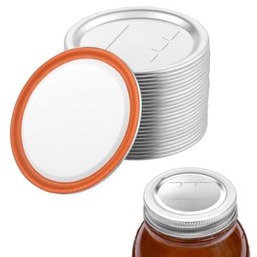 Imagem de 24 peças de tampas de pote de vidro com boca regular, tampas de pote de conserva boca regular compatível com a maioria dos seladores elétricos a vácuo