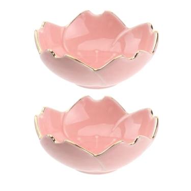 Imagem de BESPORTBLE 2 peças Prato de tempero: Prato de molho de soja em forma de flor - Copo de imersão de porcelana - Suporte de saquinho de chá de cerâmica para molhos e condimentos 2. 75 polegadas