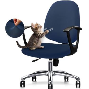 Imagem de Conjunto de capas de cadeira de escritório, capa de cadeira extensível com encosto e capa de almofada de assento, ajuste universal para cadeiras de mesa, cadeiras de jogos, protetores de tecido de