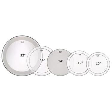 Imagem de Kit de Peles Remo Encore Pinstripe Tons 10¨,12¨,14¨, Bumbo 22¨ Powerstroke, Caixa 14¨ (10630)