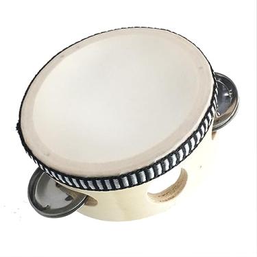 Imagem de Generic Pandeiro Portátil, Tambor de Pandeiro Educacional, Som Transparente, Madeira Segura, Couro Simulado de Poliéster para Desempenho (20,3 cm/8 pol.)