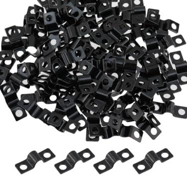 Imagem de Antrader Braçadeiras de tubo, 100 peças de correia rígida reforçada em forma de U, grampos de conduíte pretos para cabos de fio, 6 mm (1/4 pol.)