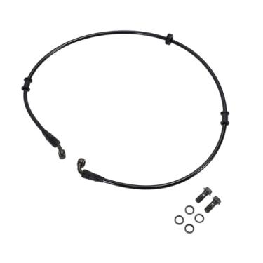Imagem de Hihaha Parafusos de linha de mangueira de óleo de embreagem de freio de motocicleta de 100 cm, arruelas, linha de freio hidráulico para motocicletas, motocicletas, quadriciclos, preto