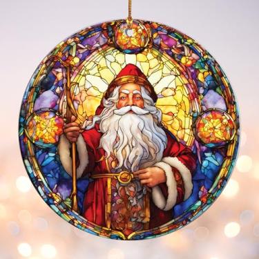 Imagem de Enfeite de Natal 2025 – Ornamento de acrílico vintage da catedral de Papai Noel, decoração de árvore Navidad 2025, ornamento de Natal religioso para decoração clássica de casa de férias