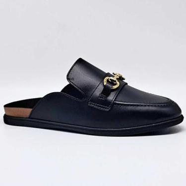Imagem de Sapato Feminino Moleca Mule Clog Social Fivela Leve 5826.101, Preto, 3