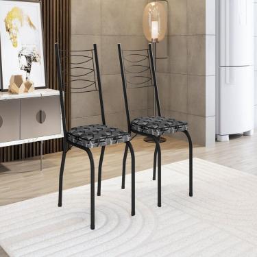 Imagem de Kit Com Duas Cadeiras De Cozinha 262 Preto- Mosaico Silver