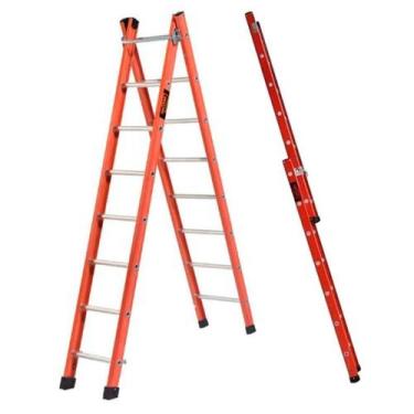 Imagem de Escada de Fibra de Vidro 7 Degraus Extensível e Tesoura 2,2 x 3,74 Met