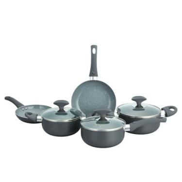 Imagem de Conjunto 5 Panelas Cerâmica Cazza Tampa de Vidro Cinza, Cinza