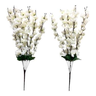 Imagem de 2 Buques Flor Cerejeira Artificial 7 Galhos Grande Decoração Muito Rea