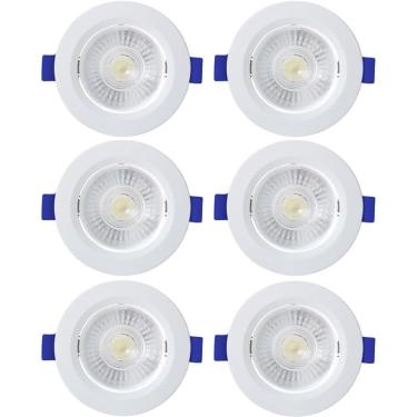 Imagem de Kit 6 Spot De Led Embutir Slim Mr16 Redondo 6W Bivolt 3000K