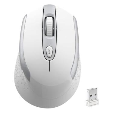Imagem de Mouse sem fio, mouse ergonômico, mouse óptico silencioso de 2,4 G com receptor USB, silencioso, 6 botões e 3 DPI ajustáveis, compatível com laptop, notebook, MacBook, computador, desktop, Mac, PC