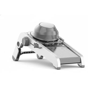 Imagem de Mandoline Profissional de Aço Inoxidável, Fatiador Manual Ajustável com Lâminas para Legumes e Frutas, Base Antiderrapante